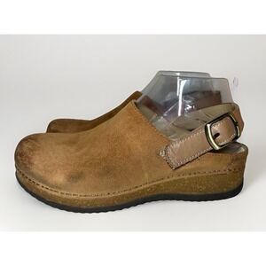 DANSKO Women's 6.5-7 EU 37 Tan Burnished Suede Merrin Mules Slingback Comfort